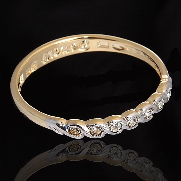 Кольцо "Веревочка" размер 16, цвет белый в золоте