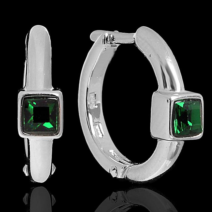 Серьги "Эврика", цвет темно-зеленый в серебре