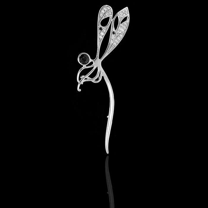 Брошь "Лапергелия", цвет черный в серебре