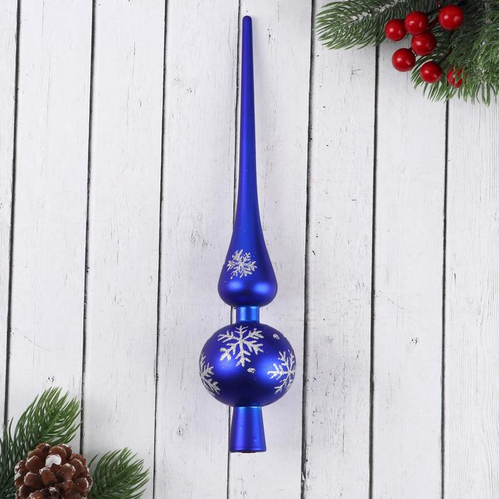 Верхушка на ёлку "Вальс снежинок" синяя