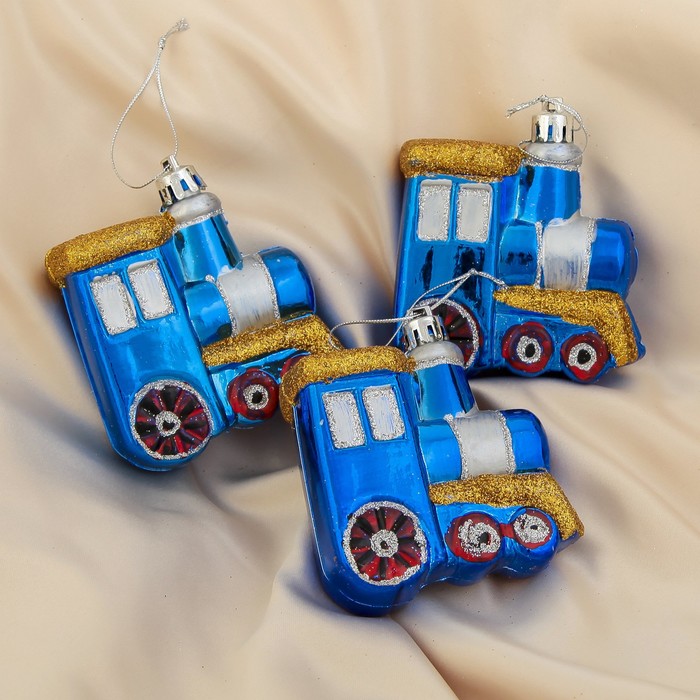 Ёлочные игрушки "Синие паровозики" (набор 3 шт.)