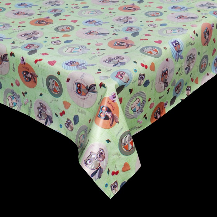 Клеенка столовая на нетканой основе,"Совушки", рулон 20 м