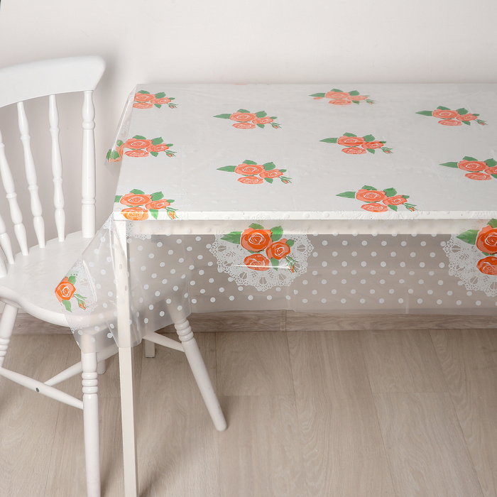 Скатерть 120х110 см "Розы", прозрачная