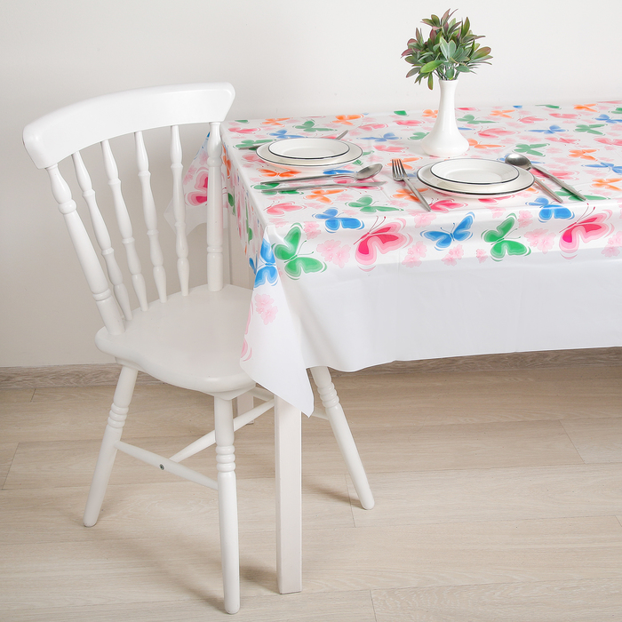 Скатерть 120х180 см "Бабочки", цвет белый
