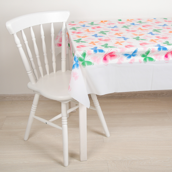 Скатерть 120х180 см "Бабочки", цвет белый