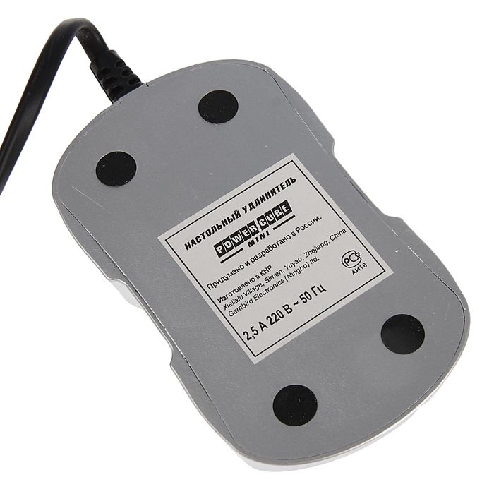 Настольный удлинитель "Power Cube", 2 розетки, 2.5 А, 1.8 м, 500 Вт, цвет серебро