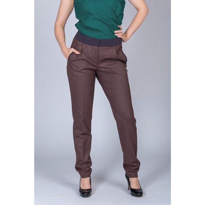 Брюки женские, размер 50, рост 170 см, цвет коричневый клетка (арт. 4469827 С+)