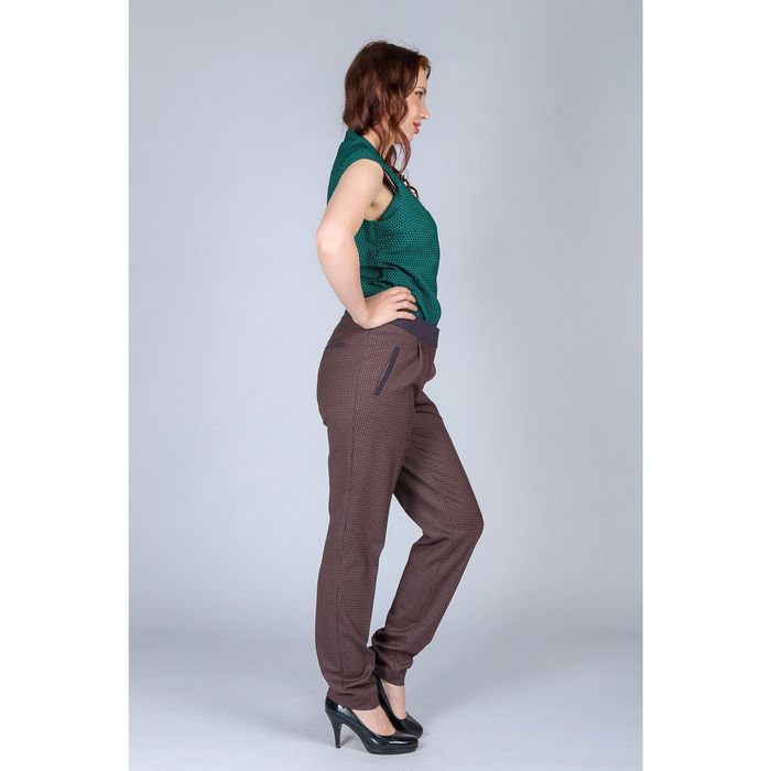 Брюки женские, размер 50, рост 170 см, цвет коричневый клетка (арт. 4469827 С+)