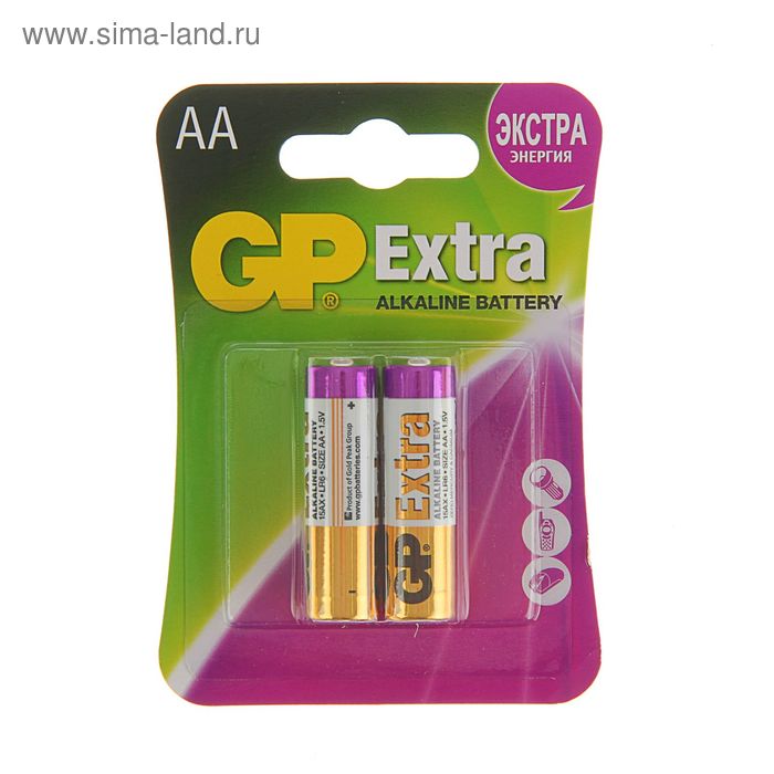 Батарейка алкалиновая GP Extra, AA, LR6-2BL, 1.5В, блистер, 2 шт. батарея gp extra alkaline aa lr6 10 шт 15ax8 2 cr10