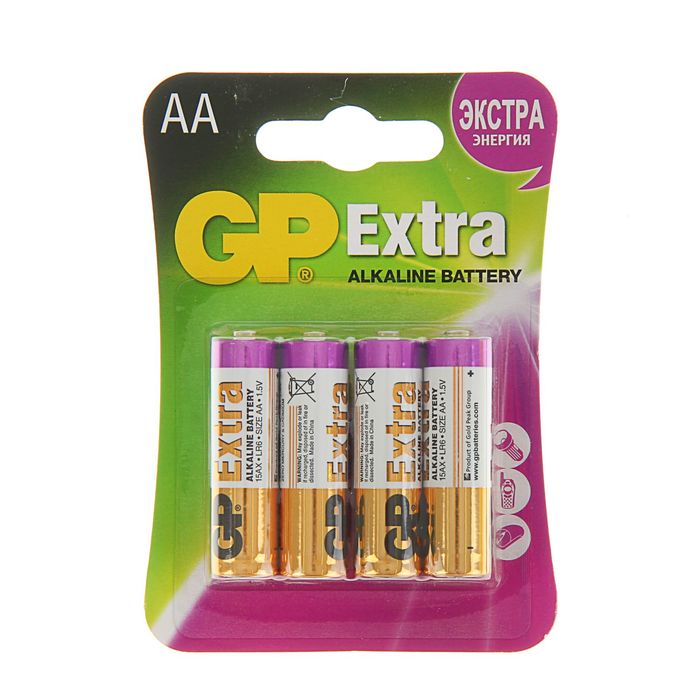 Батарейка алкалиновая GP Extra, АА, LR6-4BL, блистер, 4 шт.