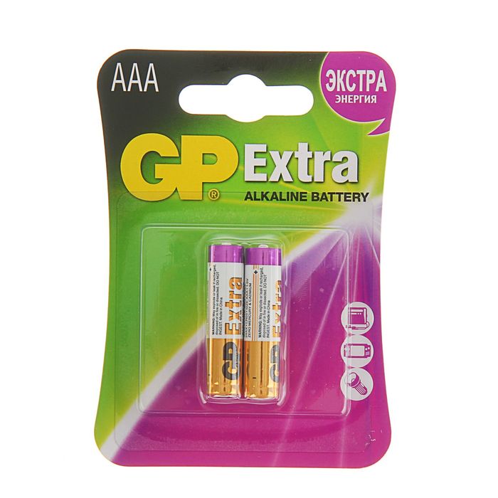 Батарейка алкалиновая GP Extra, ААА, LR03-2BL, блистер, 2 шт.