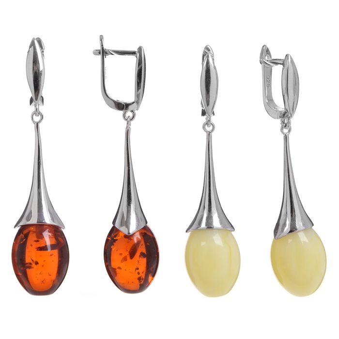 Серьги "Янтарь" вишенки, цвет МИКС
