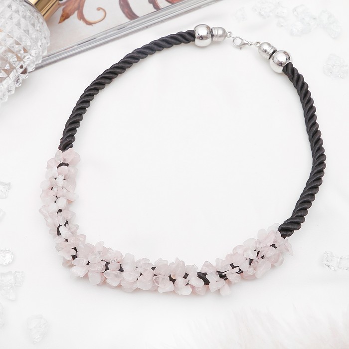 Колье жгут "Кварц розовый", 45см