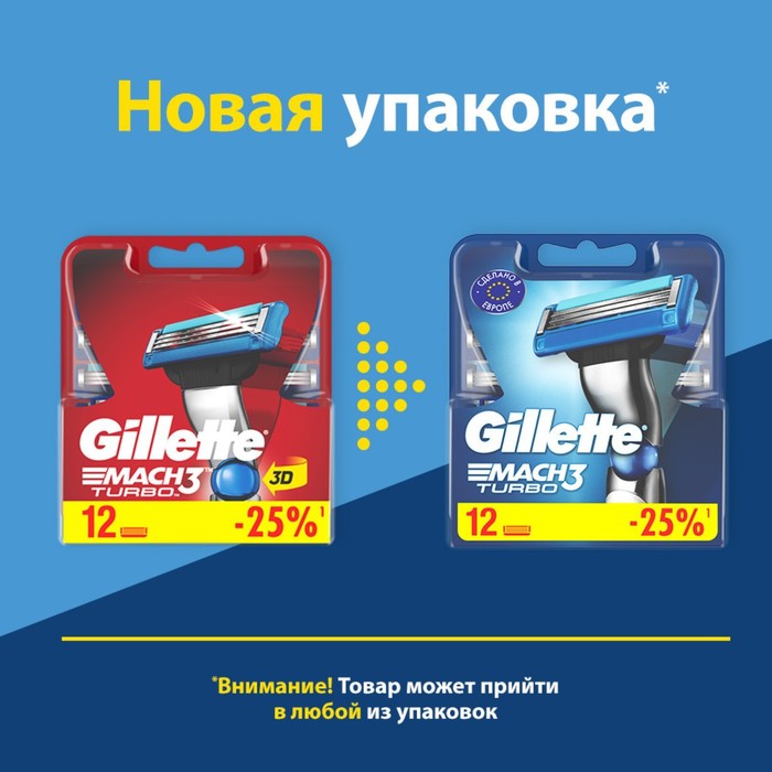 

Сменные кассеты для бритья Gillette Mach3 Turbo, 12 шт.