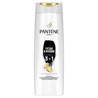 Шампунь для волос Pantene 3 в 1 «Густые и крепкие», для тонких и ослабленных волос, 360 мл