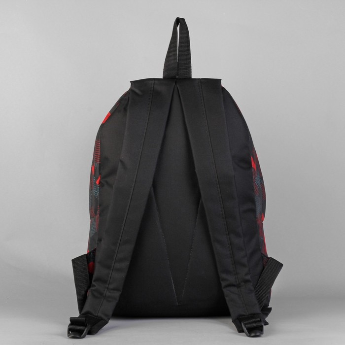 Рюкзак молодёжный на молнии "Ромбы", 1 отдел, 1 наружный карман, чёрный/красный