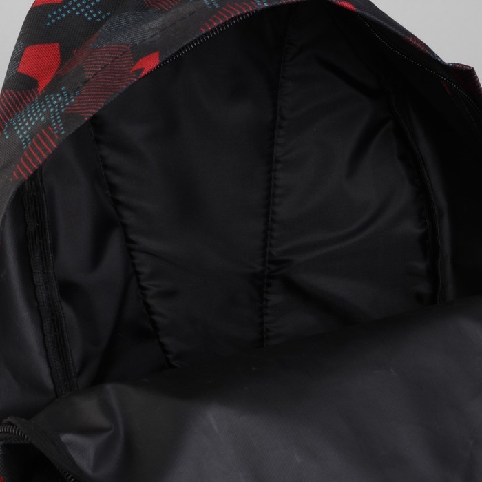 Рюкзак молодёжный на молнии "Ромбы", 1 отдел, 1 наружный карман, чёрный/красный