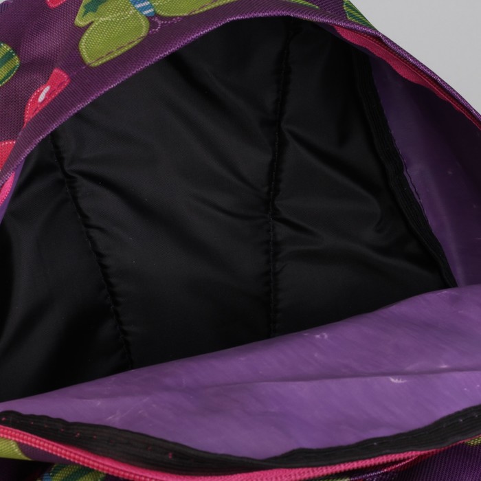 Рюкзак молодёжный на молнии "Большие бабочки", 1 отдел, 1 наружный карман, фиолетовый