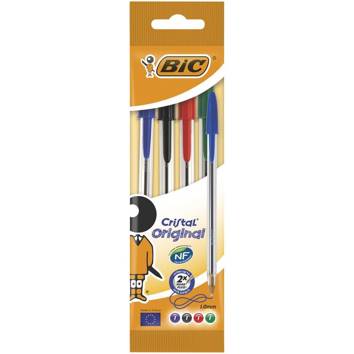 Набор ручек шариковых микс 4 цвета BIC Cristal Original, 1.0 мм, ассорти 8308621
