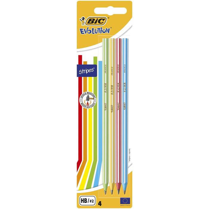 Набор карандашей чернографитных 4 штуки BIC Evolution Stripes HB корпус с полосками 129₽