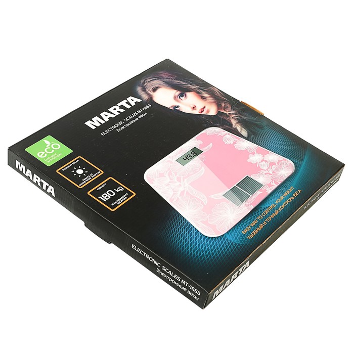 Весы напольные Marta MT-1663, электронные, до 180 кг, бургунди
