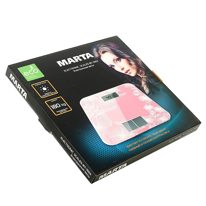 Весы напольные Marta MT-1663, электронные, до 180 кг, розовый