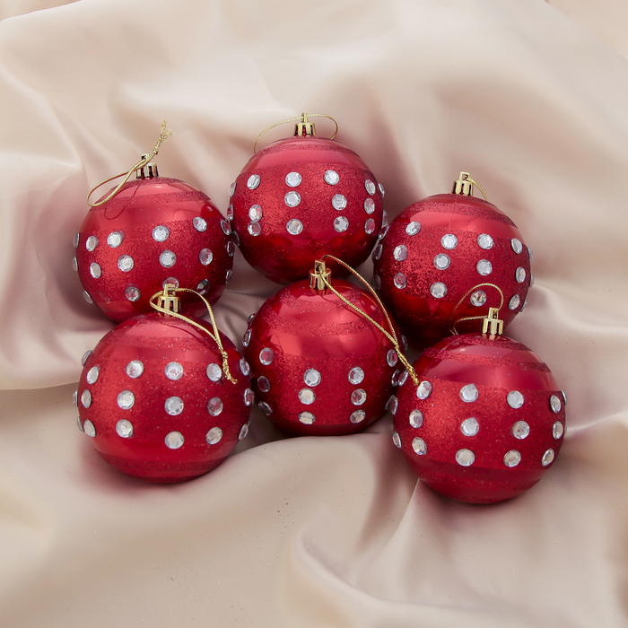 Новогодние шары "Красная капель" (набор 6 шт.)