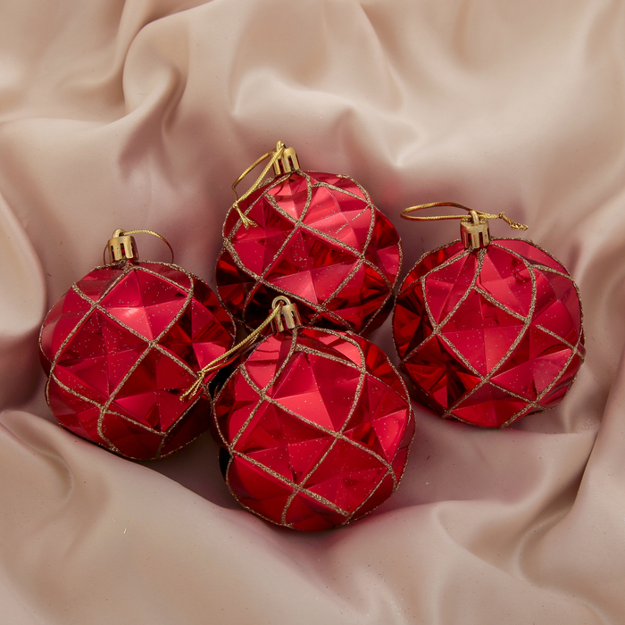 Новогодние шары "Красные грани" (набор 4 шт.)