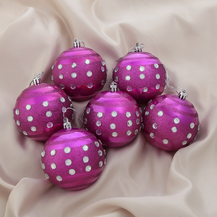 Новогодние шары "Малиновая капель" (набор 6 шт.)