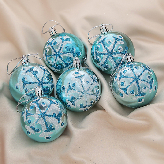 Новогодние шары "Голубая снежинка" (набор 6 шт.)