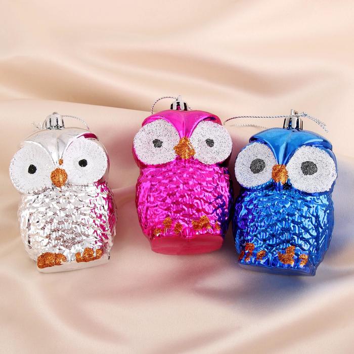 Ёлочные игрушки "Цветные совушки" (набор 3 шт.)