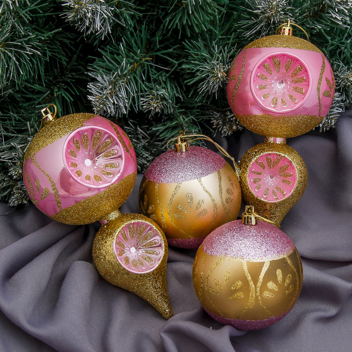 Ёлочные игрушки "Розовое золото" (набор 4 шт.)