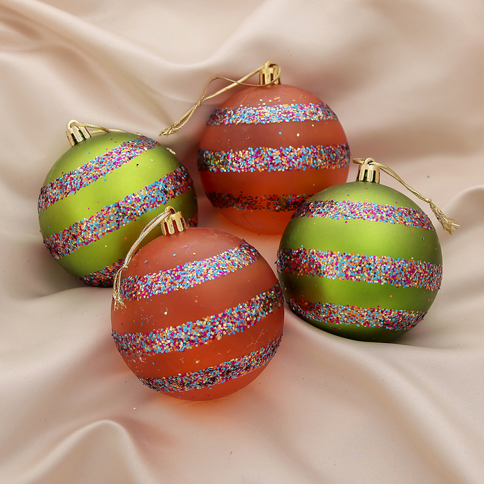 Новогодние шары "Звёздные полосы" (набор 4 шт.)