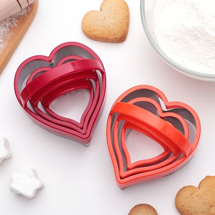 Набор форм для вырезания печенья 10х8 см, 3 шт, цвета МИКС