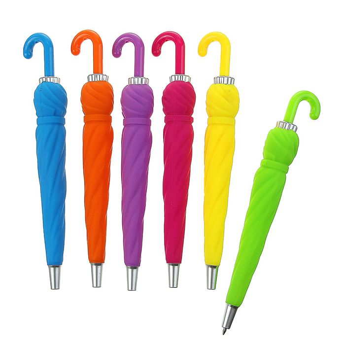 Ручка шариковая-прикол Зонтик МИКС прорезиненный