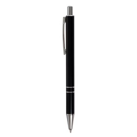 Ручка шариковая, автоматическая, 0.5 мм, круглая, чёрная с серебристыми вставками, металлический корпус, стержень синий от Сима-ленд