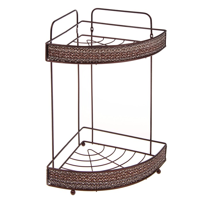 Полка 2-х ярусная угловая "Плетенка", цвет коричневый