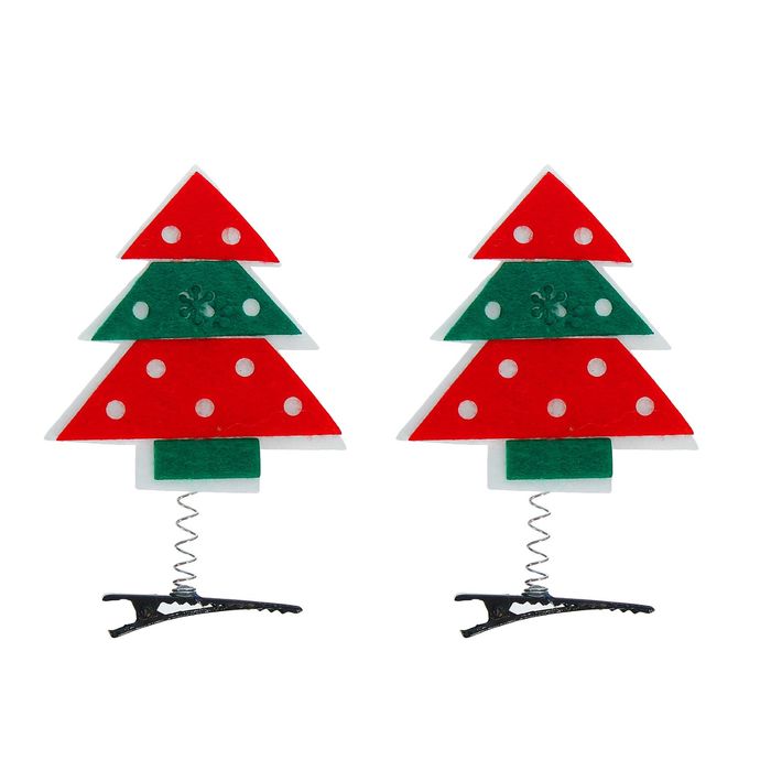 Карнавальный зажим "Ёлочка на пружине", набор 2 шт.