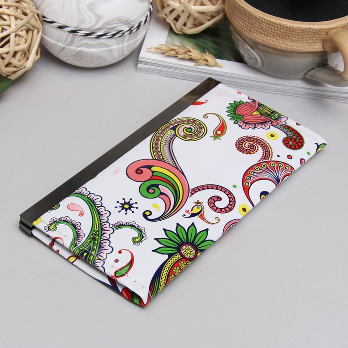 Кошелёк женский на застёжке "Орнамент", 5 отделов, белый