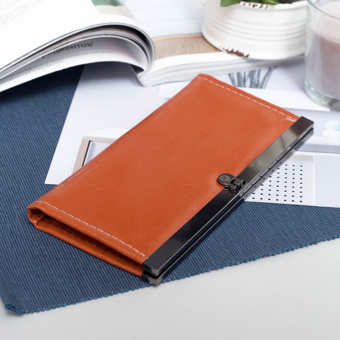 Кошелёк женский на застёжке "Глянец", 5 отделов, цвет рыжий