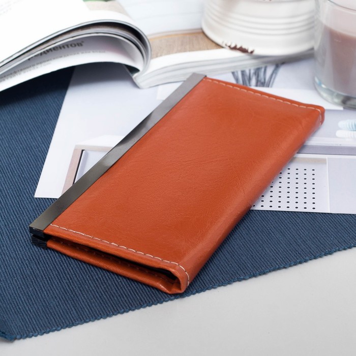 Кошелёк женский на застёжке "Глянец", 5 отделов, цвет рыжий