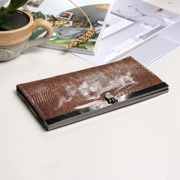 Кошелёк женский на застёжке "Кэтти", 5 отделов, коричневый