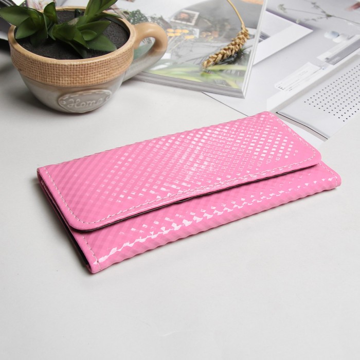 Кошелёк женский на клапане, 3 отдела, для карт, цвет розовый