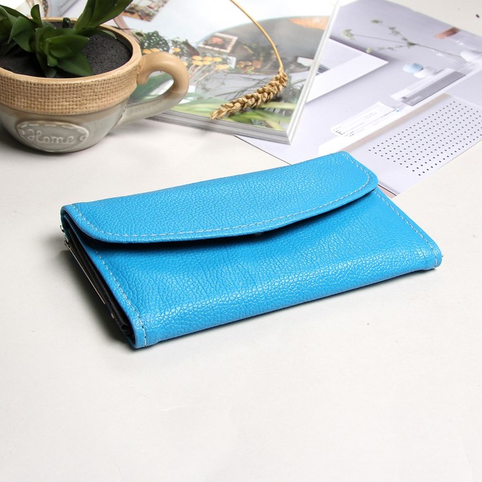 Кошелёк женский на клапане "Классика", 4 отдела, отдел на рамке, отдел для карт, цвет морской волны