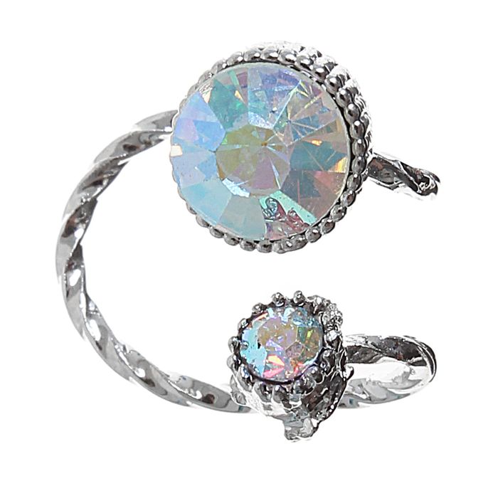 Серьга "Каффа" круги два, цвет радужный в серебре