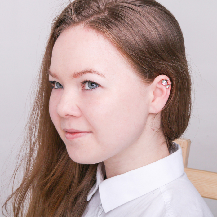 Серьга "Каффа" круги два, цвет радужный в серебре