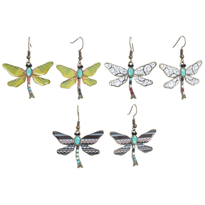 Серьги эмаль "Стрекоза", цвет МИКС