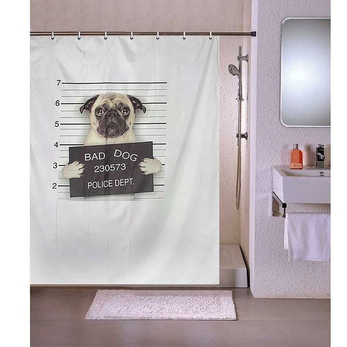 Штора для ванной 180х200 см "Плохой пёс", полиэстер