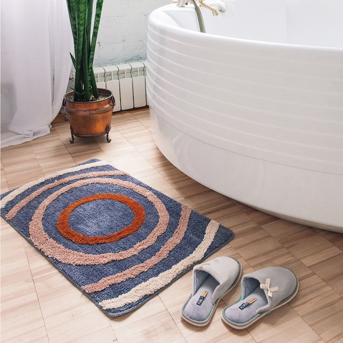 Коврик для ванной "Кольца", цвет коричневый