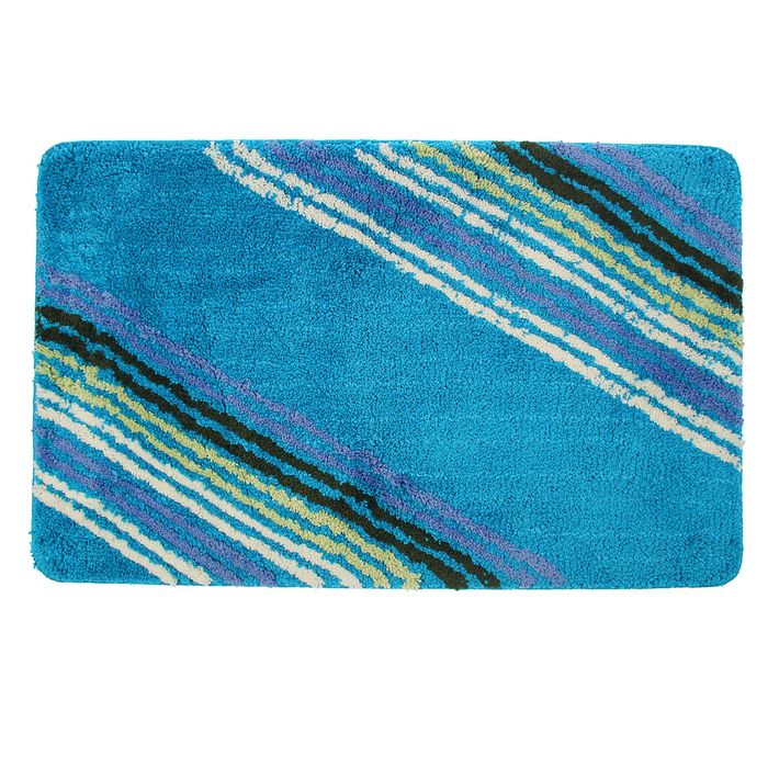 Коврик для ванной "Полосатый", цвет синий